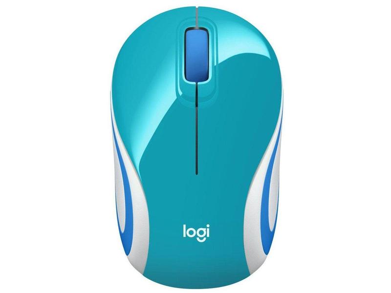 Mini Mouse sem Fio Logitech Laser 1000DPI 3 Botões M187 Aqua
